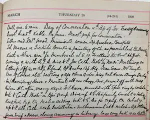 Entry in Diary for date consecrated Bishop 1909