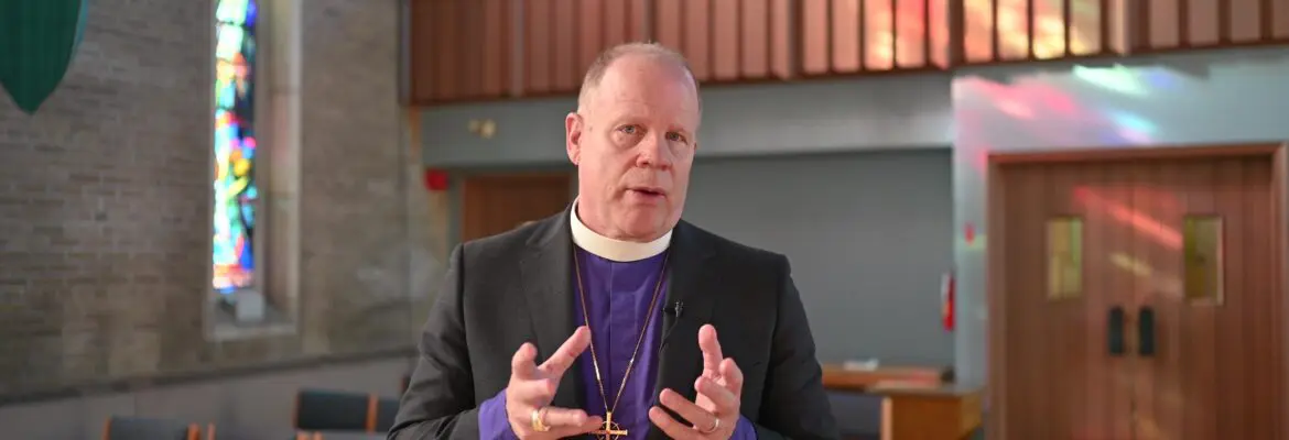 A still shot of Bishop Andrew Asbil delivering his Christmas video message.