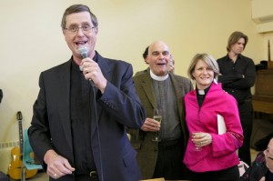 Bishop George Elliott is celebrated at a retirement party at St. George, Allandale, Barrie, Canada.