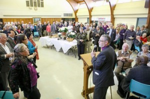 Bishop George Elliott is celebrated at a retirement party at St. George, Allandale, Barrie, Canada.