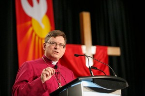 Archbishop Colin Johnson gives his charge to Synod