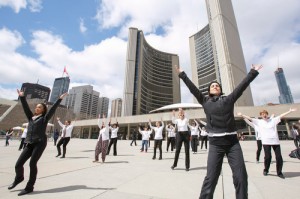 Performing at City Hall. Photo by Michael Hudson