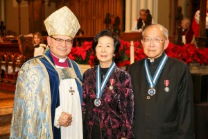 Archbishop Johnson with Ellen and Dr. Samuel Lam. 