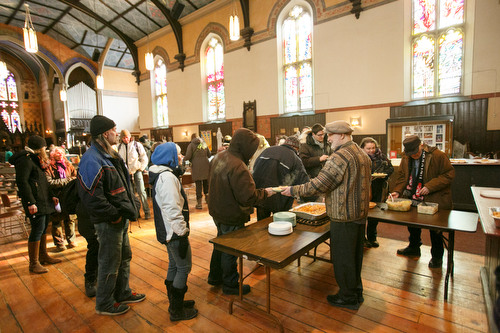 A hot lunch is served in Holy Trinity after the service.