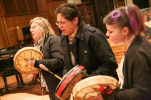 The Mii Qwan women’s hand drum group. 