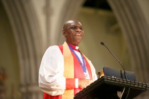Bishop Josiah Idowu-Fearon urges the congregation to rejoice in the Lord.