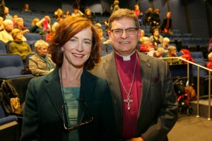 Maureen Taylor and Archbishop Colin Johnson at the Richard Gidney Lecture of Faith and Medicine, held at SickKids hospital. Photo by Michael Hudson