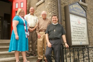 St. Margaret, New Toronto’s stewardship committee stands outside the church on Sunday morning. From left are Charlene Evans, Doug Smith, Terry Grier and the Rev. Mark Gladding. Absent from photo is Cara Wigle. Photo by Michael Hudson