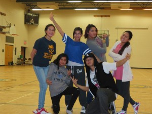 Matthew Li and youth at a Hip Hop dance workshop he led in Moosonee.