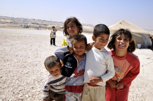 Children play at the Zaatari refugee camp in Jordan.