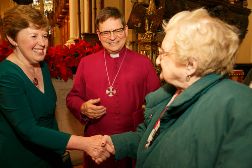 Archbishop Colin and Ellen Johnson greet people at the Archbishop's Levee at St. James Cathedral, Toronto, on New Year's Day. Photos by Michael Hudson