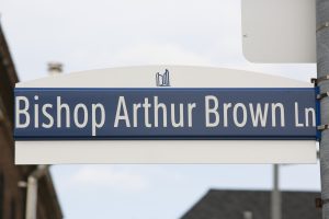 Street sign for Bishop Arthur Brown Lane