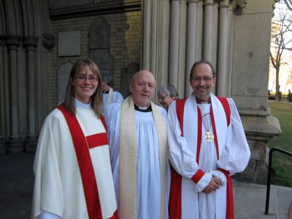 Ordination of Transitional Deacons 2014 - Megan Jull, with the Rev. Canon Dr. Andrew Sheldon and Bishop Poole