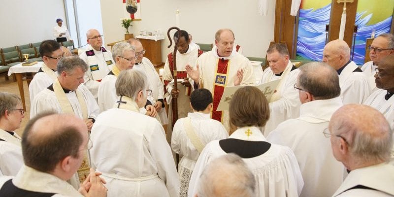 Bishop Andrew Asbil presides at the ordination of the Rev. Morning Wang at St. George on Yonge.