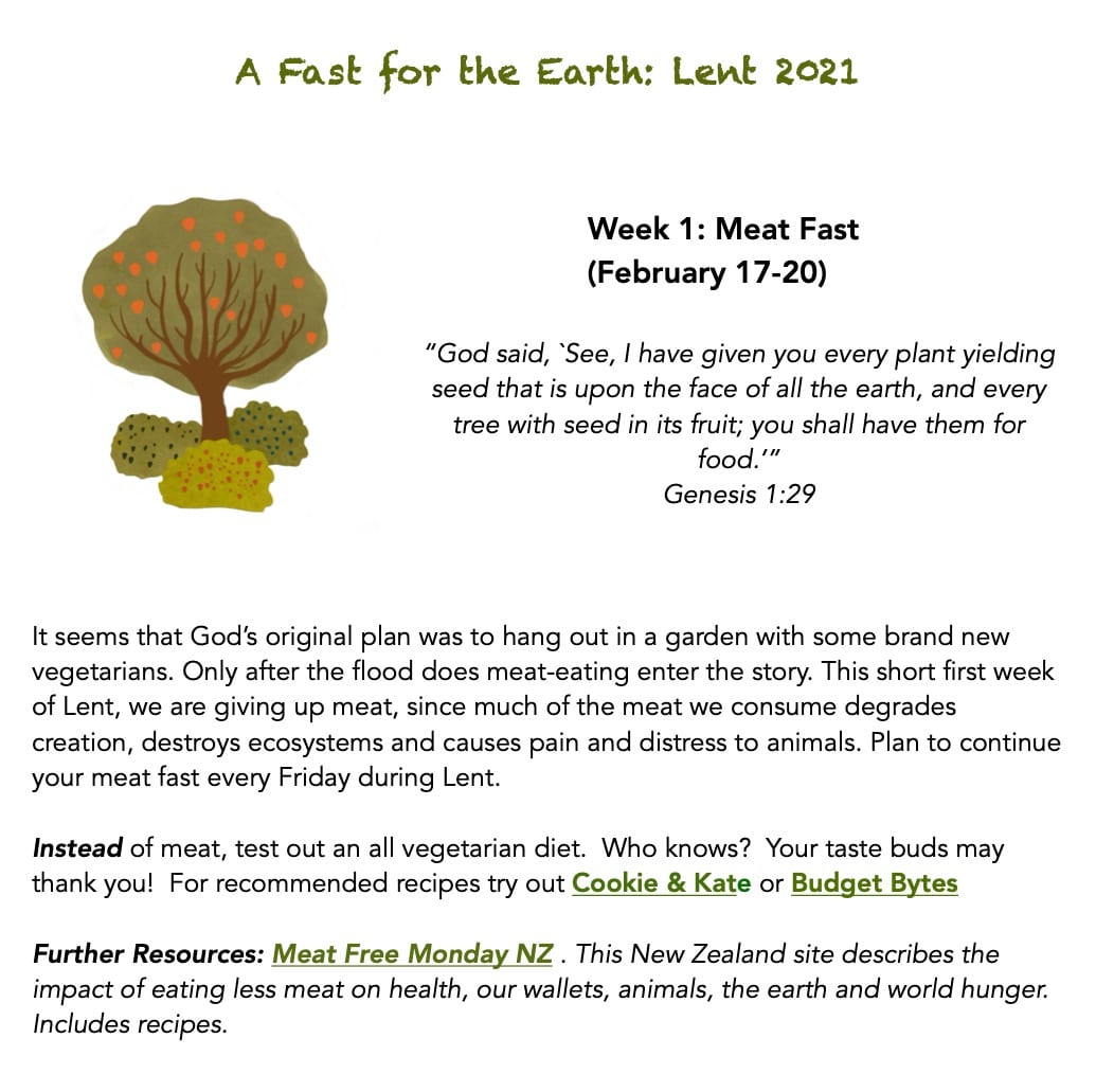 Week 1- Lent Fast for the Earth
