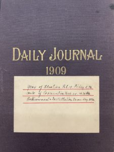 Front cover of Bp Sweeny's 1909 journal