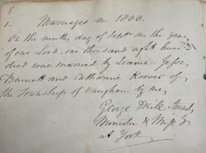 image of earliest entry in parish register
